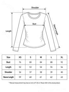 Women's Autumn/Winter Long Sleeve T-Shirt, Black Solid Color Versatile Slim Fit Base Layer Top - 黑色 - 查看 5