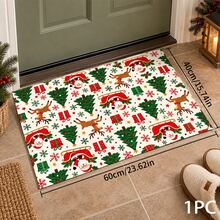 Reindeer Christmas Print Long Runner Rug, Indoor Home Decor, Kitchen Long Mat, Entryway Doormat, Hallway Entrance Decor, Bedroom Bedside Rug, Living Room Rug, Laundry Room Mat, Bathroom Bath Mat, Suitable For Apartment, Dorm And Home Daily Decor - Multicolor - View 2