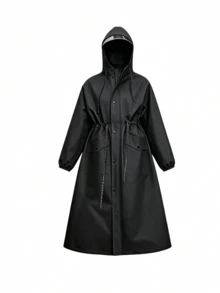 SaphiRose Women's Long Hooded Raincoat Outdoor Windproof Rain Jacket Coat - Women's Raincoat - View 12