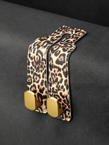 Leopard Print Car Headrest Hook, Hidden Dual Hook, Heavy Duty Car Seat Back Hook, Universal Car Rear Seat Storage Rack, Suitable For Handbags, Shopping Bags, Car Interior Decoration - A - View 9