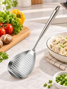 Stainless Steel Hollow Strainer Spoon, Long Handle Kitchen Soup Ladle, Suitable For Frying, Hot Pot, Dumplings, Vegetables And Draining Oil, Multi-Functional Cooking Utensil - Multicolor - View 9