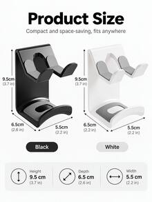 2-In-1 No-Drill Wall Mount Headphone And Game Controller Holder, Universal Headphone Stand With Storage Hook, Space-Saving Gaming Desk Organizer, Home Essential, Christmas Gift For Gamers - Multicolor - View 7