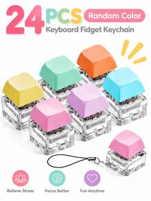 48/24/12/8/4/2/1pc Stealth Click Fidget Keychain - A Tactile Toy Designed To Stress And Enhance Focus. This Ultra-Portable Mini EDC Gadget Features A Satisfying Silent Press, Perfect For Use At The Office, During Study Sessions - Multicolor - View 18