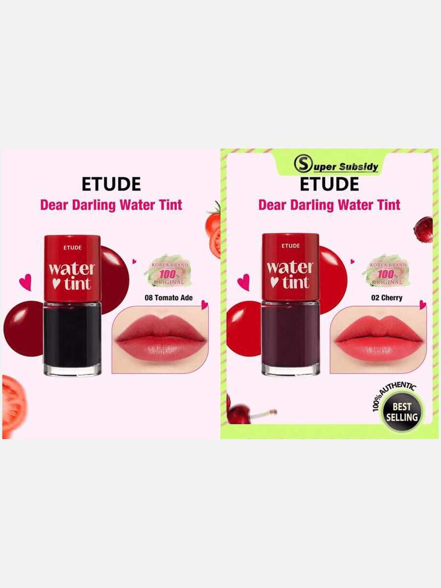 ETUDE Dear Darling Water Tint 08 Tomato Juice + Dear Darling 02 Watery Lip Gloss, 2pcs Set - 08 Tomato Ade & #02 Cherry - View 1