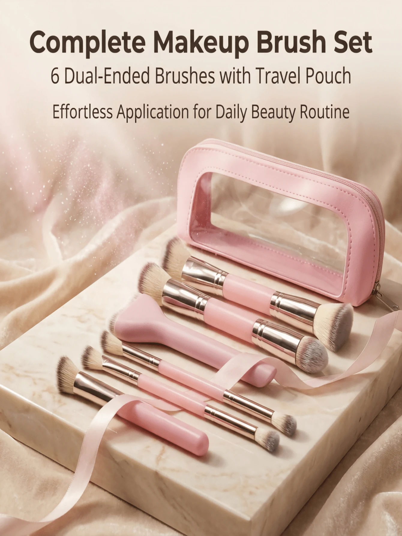 New 6pcs Multifunctional Face Makeup Brush + Pillow Brush + Storage Bag Set, Includes: Blush Brush, Powder Brush, Foundation Brush, Contour Brush, Eye Makeup Brush And Other Beauty Tools
