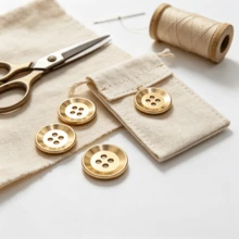 5pcs Metal 4-Hole Buttons For Suit, Shirt, Coat, Trench Coat, Jacket, Clothing Accessories, Matte Gold And Silver Round Buttons - A - View 1
