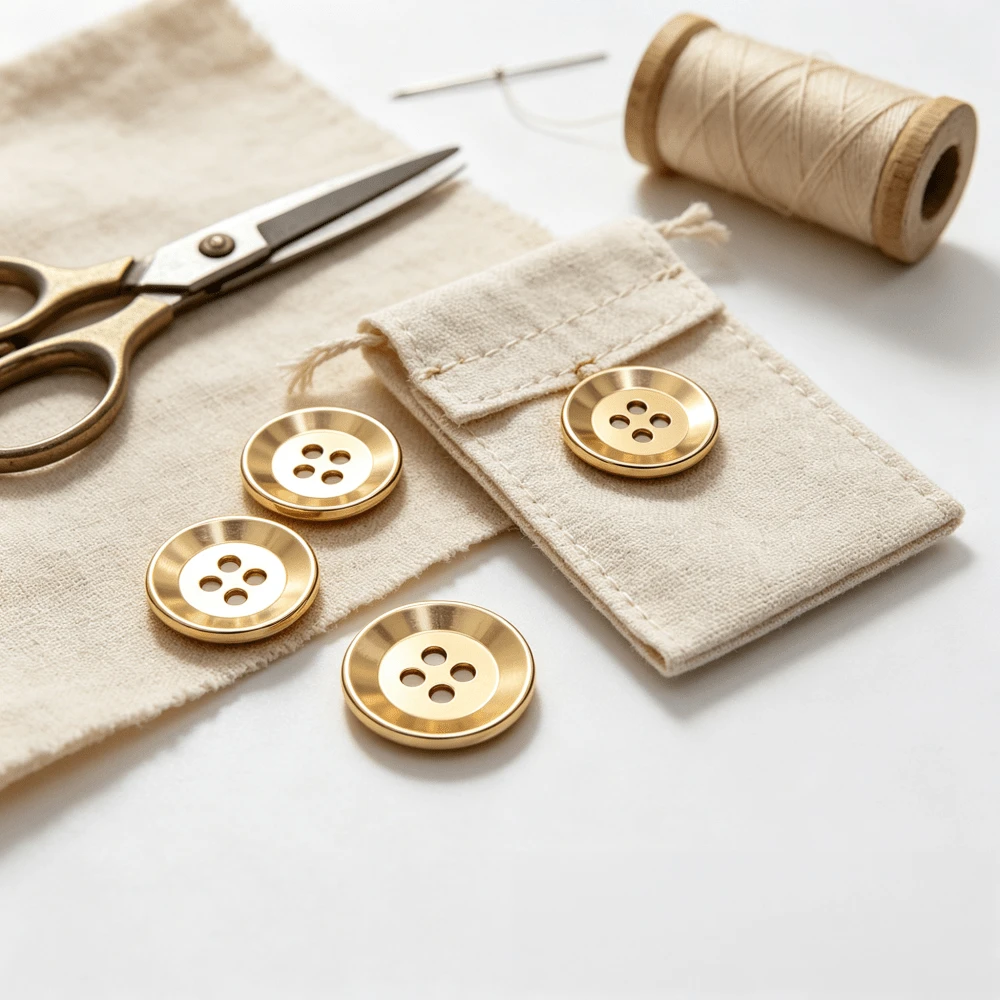 5pcs Metal 4-Hole Buttons For Suit, Shirt, Coat, Trench Coat, Jacket, Clothing Accessories, Matte Gold And Silver Round Buttons - A - View 1