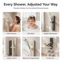 1pc Double Vacuum Suction Cup Shower Head Holder, No Drilling, Detachable And Reusable Shower Head Fixing Rack, Height Adjustable 0-26cm, 360° Universal Rotation Handheld Shower Head Holder With Hook, Strong Suction Suitable For Bathroom, Toilet, Children's Bathing - Mobile Version - View 5