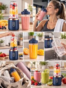 Alat Pembuat Jus Elektrik Portabel 400ml Nirkabel Mini, Gelas Pembuat Jus Buah, Dapat Diisi Ulang USB, Pembuat Smoothie Pribadi, Gelas Pembuat Jus Mini Nirkabel, Blender Buah dan Sayuran, Set Gelas Ganda Opsional, Blender Perjalanan Ringkas, Cocok untuk Dapur, Gym, Rumah, dan Perjalanan - MultiWarna - View 3
