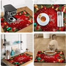 1pc Christmas Pine Cone Pattern Dish Drying Mat, Coffee Machine Mat, Kitchen Countertop Protector, Suitable For Christmas Parties, Daily Home Use, For Bowls, Plates, Cups, Water Drainage, Practical Christmas Holiday Decor Mat, Multi-Purpose Drying Mat, Home Gift, Tabletop Decoration - XYLSD-1148 - View 11