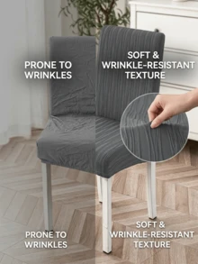 Minimal Vertical Striped Chair Slipcovers, Full Wrap Cream Textured Fabric Chair Covers. Multi-Size, Dustproof & Stain Resistant. Perfect For Dining Room, Balcony, Patio & Holiday Parties, Refresh Your Old Chairs. - Multicolor - View 3
