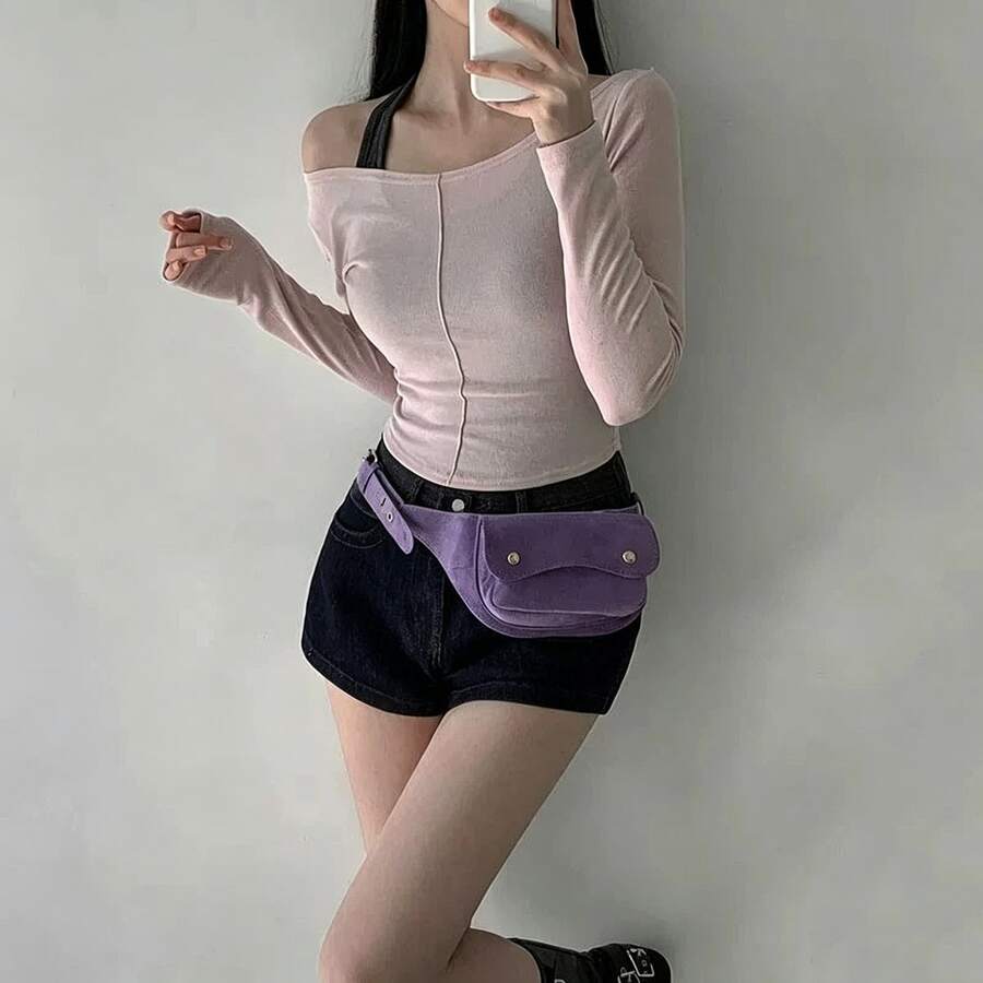 Niche Design Pocket Waist Bag, Fashionable Waist Pack, Suede Multi ...