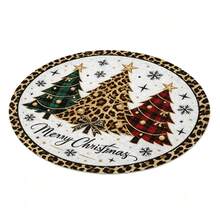 1/2/4pcs Christmas Placemats, Christmas Tree And Leopard Print Elements, Round Design, Bamboo And Linen Material, Suitable For Christmas Decoration, Family Gathering Party, Table Decor, Holiday Decor, Indoor Decoration. - Multiple Styles - View 13