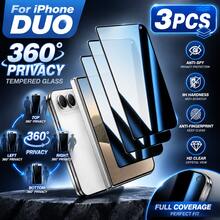 Yezodawee 3pcs 16 Pro 6.3 Inch 360° Full Privacy Screen Protector, Full Coverage Anti-Scratch Anti-Peeping Tempered Glass Film, 9H Hardness 4-Direction 360° Full Privacy Protection, Compatible With IPhone 18 Pro Max 17 Pro Max/17 Pro/17 Air/17/16e 6.1 Inch 15 Pro Max/14Plus/13Pro 12Mini Xs Pro Max, Supports Face ID - Black - View 40