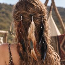 3Pcs Bohemian Style Artificial Feather Snap BB Clips, Suitable For Women's Halloween, Vacation, Daily Use - Multicolor - View 3