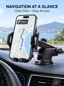 2-In-1 Heavy Duty Car Phone Holder, Adjustable Universal Car Phone Mount, 360° Rotating Long Arm Phone Clip, Non-Slip Anti-Scratch Dashboard Phone Holder With Rotating Dashboard Base And Gooseneck Arm, Adjustable Bendable Neck, Strong Suction Cup Base And Shock-Absorbing Stabilizer, Suitable For Smartphones, Dashboard/Mount Compatible With Most Car Models - Multicolor - View 1