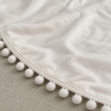 Newborn Photography Props, Round Baby Monthly Milestone Blanket With Pom Pom Trim, 1-12 Months Growth Photo Backdrop For Boys & Girls - White - View 8