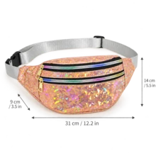 Waist Bag, Holographic Bag With Laser Effect And Sequins, Chest Bag, Crossbody, One Shoulder Multi-Use Style, Suitable For Travel And Outdoor Leisure Activities - A - View 6
