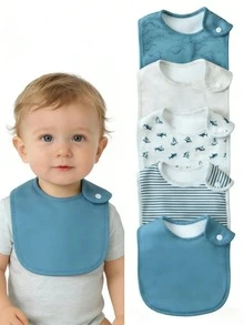 5 buah Celemek Bayi Unisex, Cocok untuk Bayi yang Tumbuh Gigi dan Mengeluarkan Air Liur, Untuk Bayi Laki-laki dan Perempuan - Warna Campuran - View 8