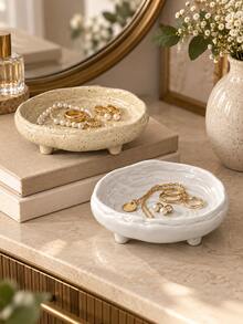 1pc Cream Style Jewelry Tray, Aesthetic Asymmetrical Storage Dish, Ring Earring Necklace Organizer Box, Vanity Bedroom Decor, Gift For Women - Jewelry Tray - View 8