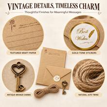 6/12 Sets Vintage Stationery Set, Writing Paper With Matching Envelopes, Old-Style Stationery Set, Suitable For Letter Writing And Invitations - Style a - View 3