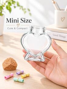1/4 Buah Botol Kaca Mini Berbentuk Hati dengan Sumbat Gabus - Botol Kecil Kosong untuk Kerajinan DIY, Dekorasi Pernikahan, Kenang-kenangan Pesan & Perlengkapan Sekolah (Bening, Anti Bocor) - MultiWarna - View 8