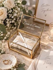 Personalized Wedding Ring Box With Couple's Names, Wedding Date And Latitude/Longitude Coordinates. Suitable For Wedding, Engagement Or Proposal, Perfect Wedding Photo Prop And Ideal Anniversary Gift - Multicolor - View 8