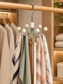 1pc 6-Claw 360° Rotating Wardrobe Hook, Multi-Functional Hanger For Bags, Underwear, Straps, Caps And Clothing Storage - Multicolor - View 3