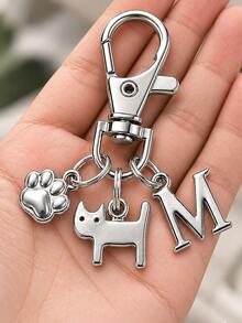 1pc Silver Cat Keychain, Cat Paw Print Key Chain, Versatile Bag Key Ring Pendant, Creative Personalized Backpack Accessory, Car Key Decoration - Silver Cat Scratching Post - View 4
