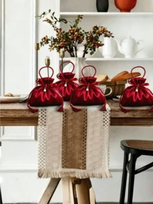 Wedding Candy Silk Drawstring Bags, Burgundy Festival Pearl Gift Bags, Jewelry Making Display Packaging, Perfect Engagement Gifts, Party Favors, Gift Bags, Reusable - Multiple Styles - View 2