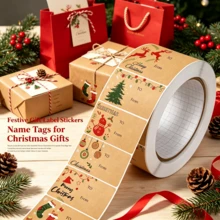 210PCS Christmas Gift Tags Stickers, 7 Designs Kraft Paper To From Gift Labels, Christmas Present Stickers For Gift Wrapping, Christmas Party Favors, Bags, Boxes And DIY Crafts - 210PCS - View 7