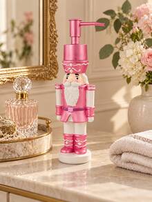 1pc Christmas Nutcracker Soap Dispenser, Pink Refillable Liquid Hand Soap Pump Bottle, Bathroom Vanity, Kitchen Sink Countertop Lotion Dispenser, Holiday Home Decor, Christmas Gift - D - View 3