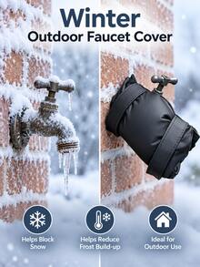 Winter Outdoor Faucet Cover, Reusable Insulated Faucet Protector, PU Leather Shell With Straps, Suitable For Cold Weather In Snow And Rain Seasons, Essential Garden Faucet Accessory For Yard, Patio And Home - Multi-color - View 6