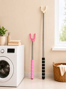 Extendable Clothes Hanging Pole With U-Shaped Fork, Reach Extender For Laundry, With Non-Slip Foam Handle And Adhesive Wall Hook, Portable Clothes Hanger Aid Tool, Suitable For Balcony, Closet, Dorm, Indoor And Outdoor Drying - A - View 7