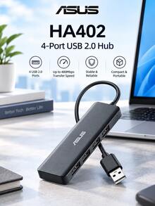 ASUS HA402 USB Hub, USB 2.0, 4-Port High-Speed Data Transfer, Easy Hard Drive Access, Supports 4-Port Connection, Plug And Play - View 1