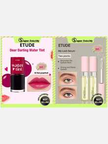 ETUDE Dear Darling Water Tint #04 Red Grapefruit + My Lash Serum 9g Dual Pack, 2pcs Set - #04 Red Grapefruit & Two packs - View 2