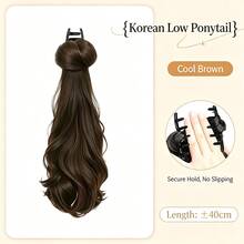 Women's Ponytail Hair Extension With Integrated Claw Clip, Korean Style Low Ponytail, Natural Voluminous Layered Curly Hair Piece - Black - View 9