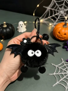 1pc Halloween Funny Plush Bat Monster Pendant Keychain Bag Charm Creative Party Gift - Multicolor - View 2