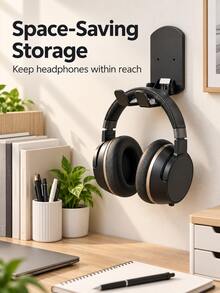 Foldable Headphone Stand Wall Mount Holder, No Drill Gaming Headset Rack And Controller Storage Organizer For Desk, Dorm Room And Bedroom, Space Saving Game Accessories, Home Essentials, University Essentials, Christmas Gifts And Holiday Accessories - Multicolor - View 6