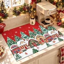 1pc Christmas Absorbent Mat, Christmas Town Pattern, Kitchen Countertop Absorbent Drying Mat, Coffee Machine Mat, Pour-Over Coffee Pot Mat, Dish Drying Mat, Non-Slip Heat-Resistant Kitchen Mat, Table Mat, Breakfast Mat, Washing Machine Mat, Home Kitchen Dining Table Coffee Shop Bar Decor Mat, Holiday Party Housewarming Gift, Christmas Holiday Gift! - Multicolor - View 4
