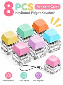 48/24/12/8/4/2/1pc Stealth Click Fidget Keychain - A Tactile Toy Designed To Stress And Enhance Focus. This Ultra-Portable Mini EDC Gadget Features A Satisfying Silent Press, Perfect For Use At The Office, During Study Sessions - Multicolor - View 16