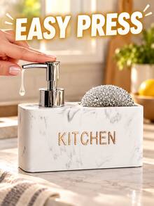 6.31 Inch Resin Kitchen Soap Dispenser Bottle, Dish Soap Refill Bottle, Bathroom Sink Soap Dispenser, Press-Type Soap Dispenser Box, Press-Type Detergent Box, Brush Cleaning Dispenser Box, Brush Storage Box, Divided Storage Box, Kitchen Essentials, Bathroom Decor - A - View 5