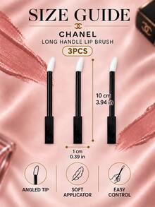 CHANEL Long-Handle Lip Brush 3-Pack, 1*10cm, Slanted Soft Bristles, Defines Lip Line, Prevents Lipstick Waste, Suitable For Makeup And Touch-Ups - Lip Brush - View 10