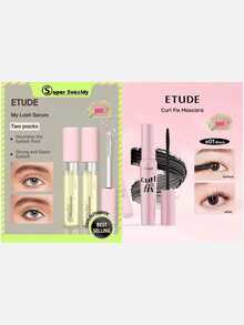 ETUDE My Lash Serum 9g Dual Pack + Curl Fix Mascara #1 Black, Featuring Curl 24H Technology, Effectively Curls And Volumizes Thin Lashes For Up To 24 Hours, 2pcs Set - Two packs & 01 Black - View 2