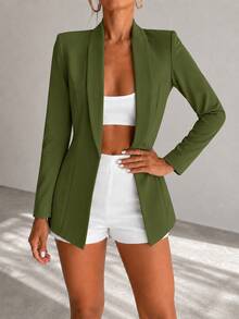 Women Lightweight Blazers - Army Green - View 3