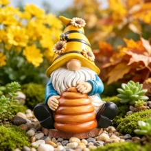 1pc European Garden Bee Festival Theme Resin Ornament Cartoon Bee Dwarf Decor Craft Gift Outdoor - A - View 8
