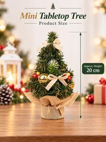 1pc 20cm Mini Christmas Tree Decoration, Small Christmas Tree For Mall Window Display, Desktop Ornament, Christmas Gift - Multicolor - View 9