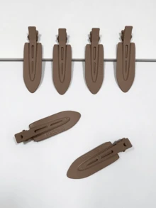 6pcs Metal U-Shaped Hair Clips, No-Crease Makeup Bangs Clips, Women's Hair Accessories - Coffee Brown - View 2