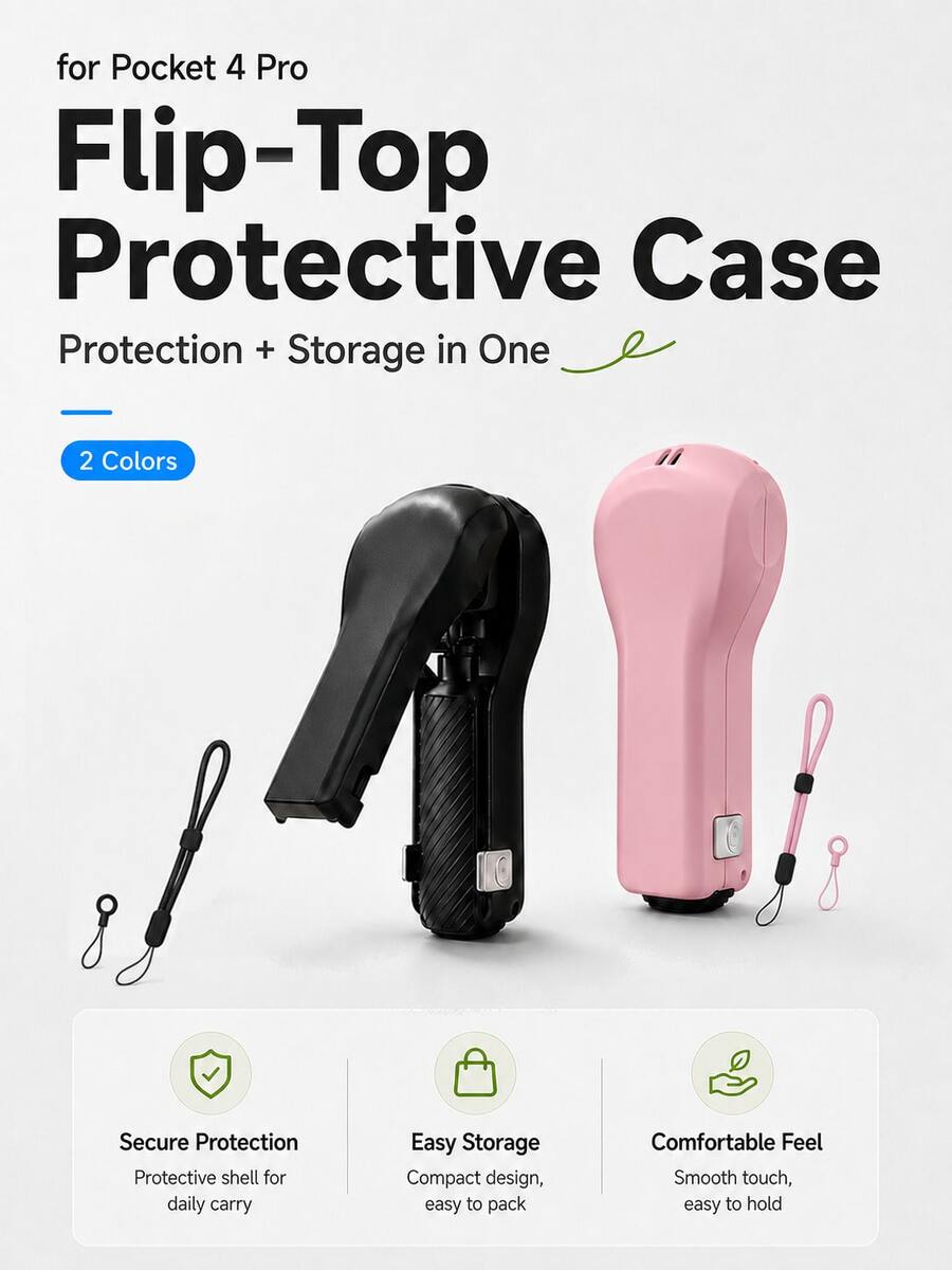 Protective Storage Case For Osmo Pocket 4 Pro, Flip Cover Camera Protective Case With Filter And Memory Card Storage Slots, Portable Hard Shell Travel Box With Wrist Strap, Suitable For Vlog Shooting And Photography - View 1