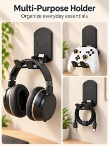Foldable Headphone Stand Wall Mount Holder, No Drill Gaming Headset Rack And Controller Storage Organizer For Desk, Dorm Room And Bedroom, Space Saving Game Accessories, Home Essentials, University Essentials, Christmas Gifts And Holiday Accessories - Multicolor - View 7